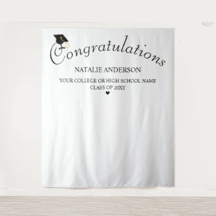 Zwart & Wit Gefeliciteerd Afstuderen Achtergrond Wandkleed