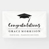 Zwart-wit gefeliciteerd Afstuderen Spandoek (Horizontaal)