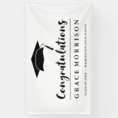 Zwart-wit gefeliciteerd Afstuderen Spandoek (Verticaal)