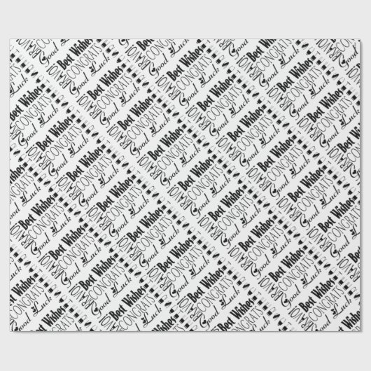 Zwart/Wit Gefeliciteerd Beste wensen Gelegenheid Cadeaupapier (Vlak)