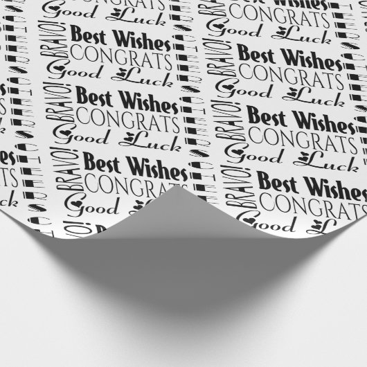 Zwart/Wit Gefeliciteerd Beste wensen Gelegenheid Cadeaupapier (Hoek)