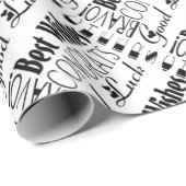 Zwart/Wit Gefeliciteerd Beste wensen Gelegenheid Cadeaupapier (Rol Hoek)