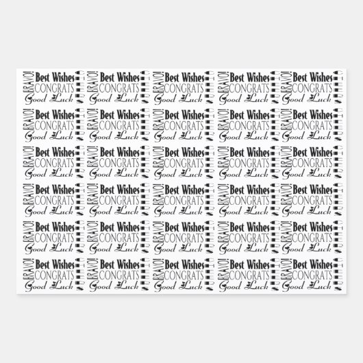 Zwart/Wit Gefeliciteerd Beste wensen Gelegenheid Inpakpapier Vel (Voorkant 2)