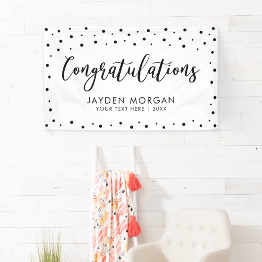 Zwart-wit | Gefeliciteerd Feestgebanner Spandoek (Insitu)