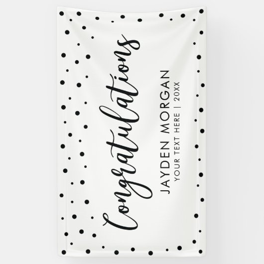 Zwart-wit | Gefeliciteerd Feestgebanner Spandoek (Verticaal)