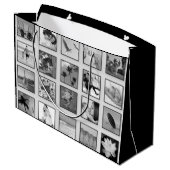 Zwart-wit gefilterde fotocollage large cadeautasje (Achterkant Gekanteld)