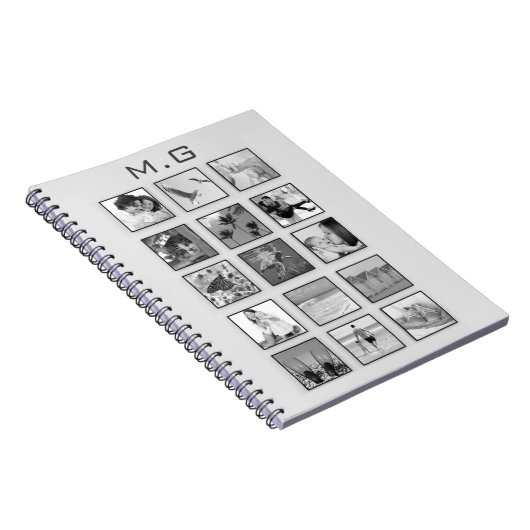 Zwart-wit gefilterde fotocollage notitieboek (Rechterzijde)