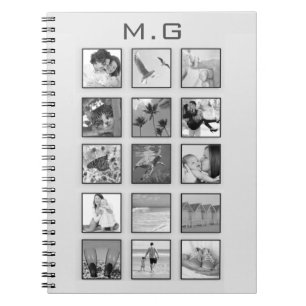 Zwart-wit gefilterde fotocollage notitieboek