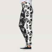 Zwart-wit gegooide schedel Halloween Leggings (Links)