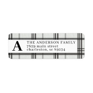 Zwart-wit gegoten monogrammed Return-adres Etiket