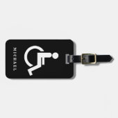 Zwart-wit gehandicaptensymbool Ronde Bagagelabel (Voorkant horizontaal)