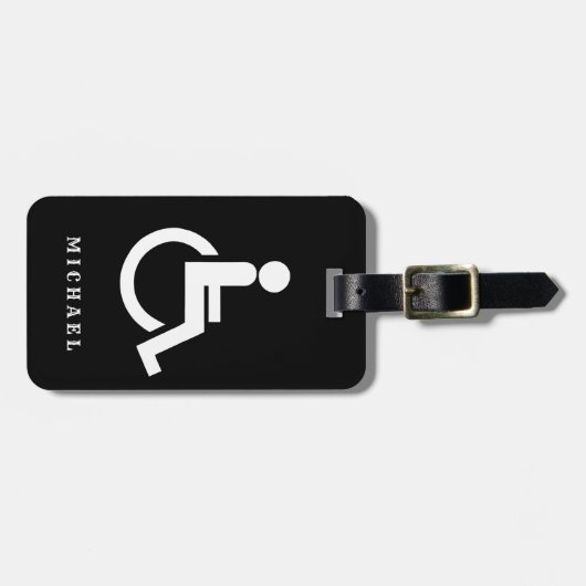 Zwart-wit gehandicaptensymbool Ronde Bagagelabel (Voorkant horizontaal)