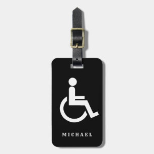 Zwart-wit gehandicaptensymbool Ronde Bagagelabel