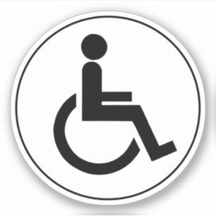 Zwart-wit gehandicaptensymbool Ronde Sticker