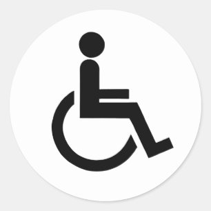 Zwart-wit gehandicaptensymbool ronde sticker