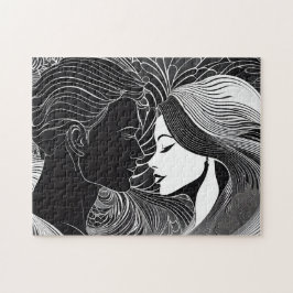 Zwart-wit geheim Kiss of Love Legpuzzel