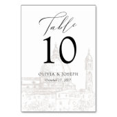 Zwart-Wit | Geïllustreerde Italiaanse bruiloft Kaart (Achterkant)