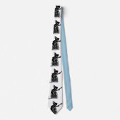 Zwart-wit geit speelt elektrische gitaar stropdas (Voorkant)