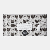 Zwart Wit Gek Kat Gezichten Monogram Bureaumat (Keyboard & Muis)