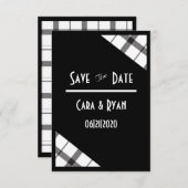 Zwart, Wit, Gekeperd, Klasse, Chic, Modern Trouwen Save The Date (Voorkant / Achterkant)