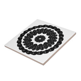 Zwart-wit geketende cirkelvormige abstracte kralen tegeltje