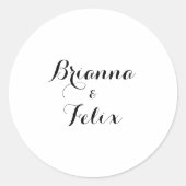 Zwart-wit gekleurde bruiloft envelop afdichtingen ronde sticker (Voorkant)