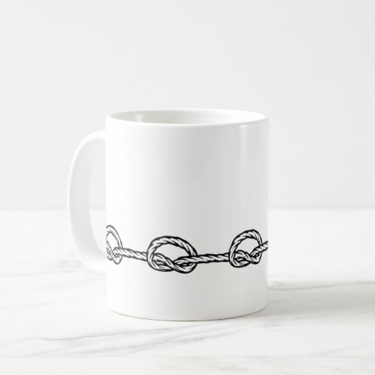 Zwart-wit geknoopt touwpatroon koffiemok (Voorkant links)