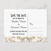 Zwart-wit gelaat filigree slaat de datum op aankondigingskaart (Achterkant)