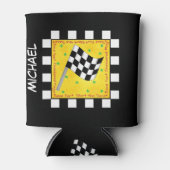 Zwart-wit Gele naam vlag Race Blikjeskoeler (Voorkant)