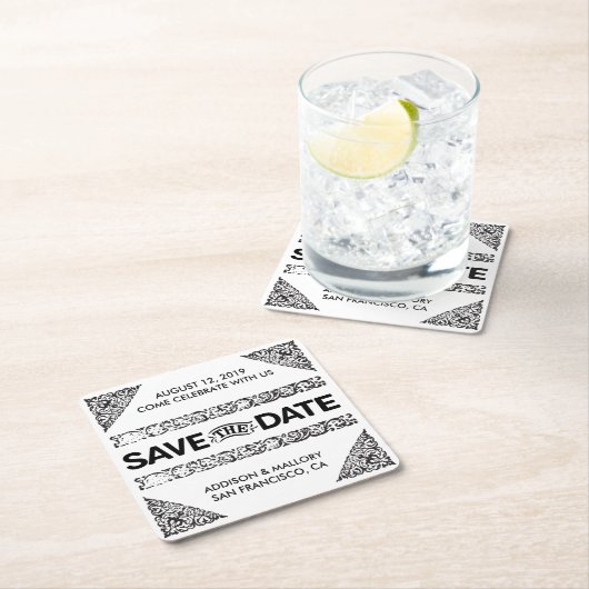 Zwart-wit geliefde Save the Date onderzetters (Insitu)