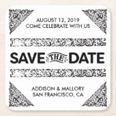 Zwart-wit geliefde Save the Date onderzetters (Voorkant)
