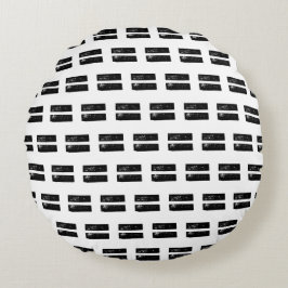 Zwart-wit "Gelijk" Wiskunde Symbool Lino Cut Rond Kussen