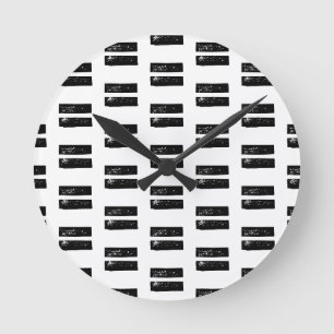 Zwart-wit "Gelijk" Wiskunde Symbool Lino Cut Ronde Klok