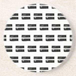 Zwart-wit "Gelijk" Wiskunde Symbool Lino Cut Zandsteen Onderzetter