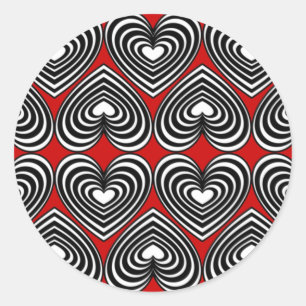 Zwart-wit gelinkt hart ronde sticker
