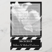 Zwart-wit gelinkte iris - Aangepaste schrijfbenodi Briefpapier (Voorkant)