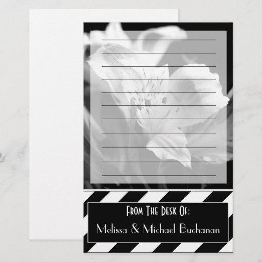 Zwart-wit gelinkte iris - Aangepaste schrijfbenodi Briefpapier (Voorkant / Achterkant)