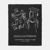 Zwart-wit geloofde dat ze kon Afstuderen Fleece Deken (Voorkant)