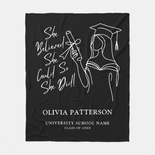 Zwart-wit geloofde dat ze kon Afstuderen Fleece Deken (Voorkant)