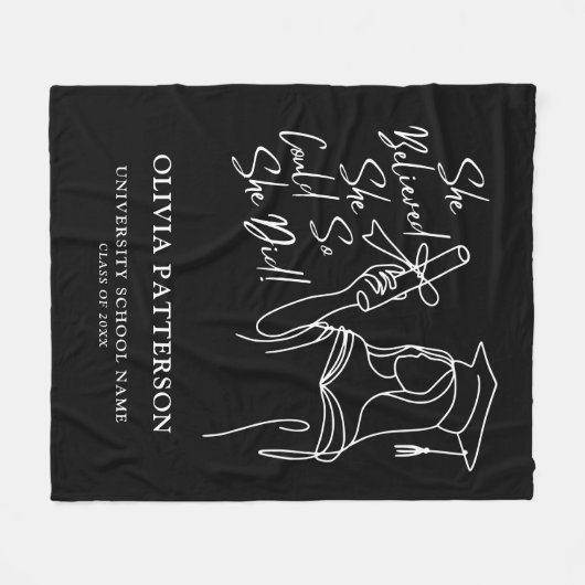 Zwart-wit geloofde dat ze kon Afstuderen Fleece Deken (Voorkant (Horizontaal))