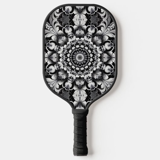 Zwart-wit geluk pickleball paddle (Voorkant)