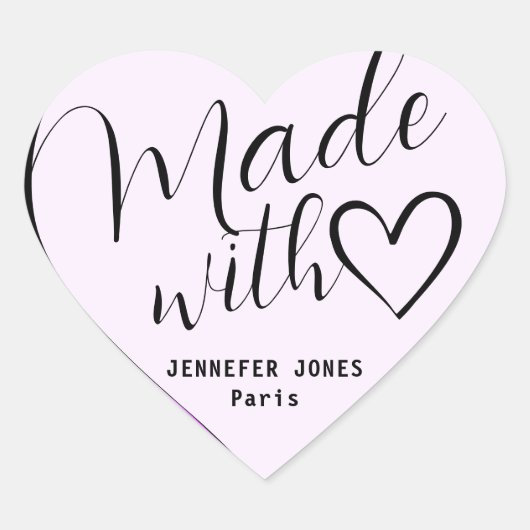 Zwart-wit gemaakt met liefde kalligrafie beletteri hart sticker (Voorkant)