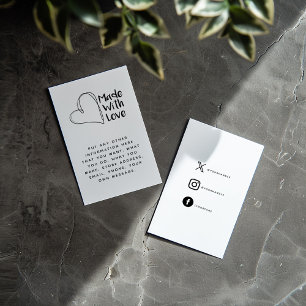 Zwart-wit gemaakt met liefdeshart, sociale links informatiekaartje