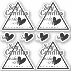 Zwart-wit gemaakt met liefdeshartskaarsen sticker