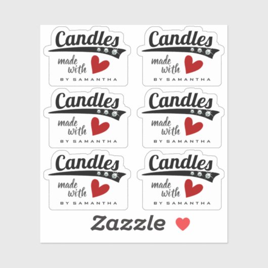 Zwart-wit gemaakt met liefdesrode hartkaarsen sticker (Vel)