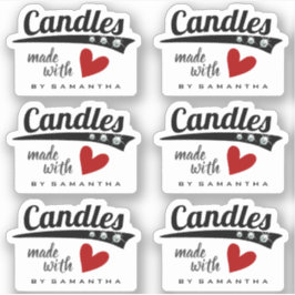 Zwart-wit gemaakt met liefdesrode hartkaarsen sticker