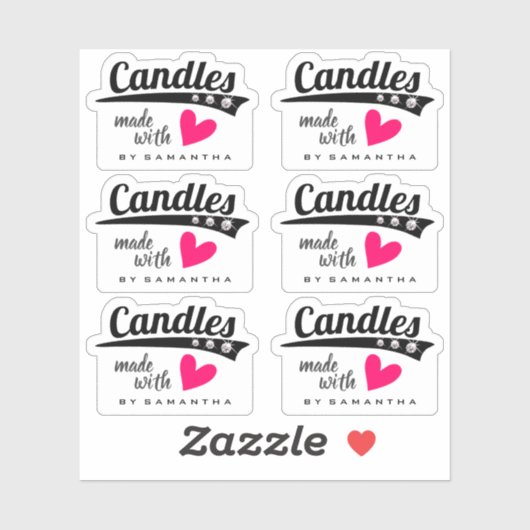 Zwart-wit gemaakt met liefdesroze hartkaarsen sticker (Vel)