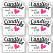 Zwart-wit gemaakt met liefdesroze hartkaarsen sticker (Voorkant)