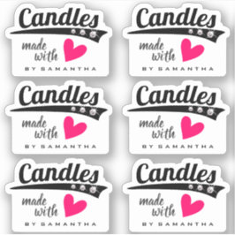 Zwart-wit gemaakt met liefdesroze hartkaarsen sticker