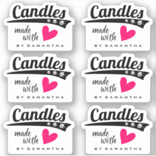 Zwart-wit gemaakt met liefdesroze hartkaarsen sticker